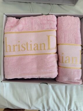 Christian Dior Pink & Gold Logo Towels